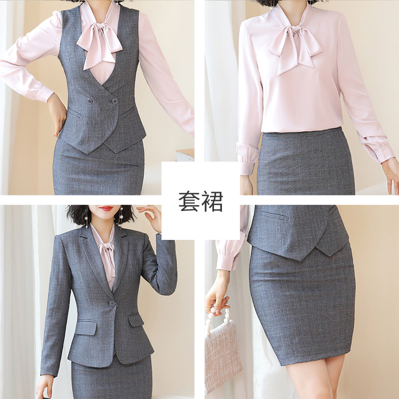 Business Fortress Women's Suit suit Work Clothes Fashion Chanel Elegant Grey Business Suit Vest Work Wear - Image 8
