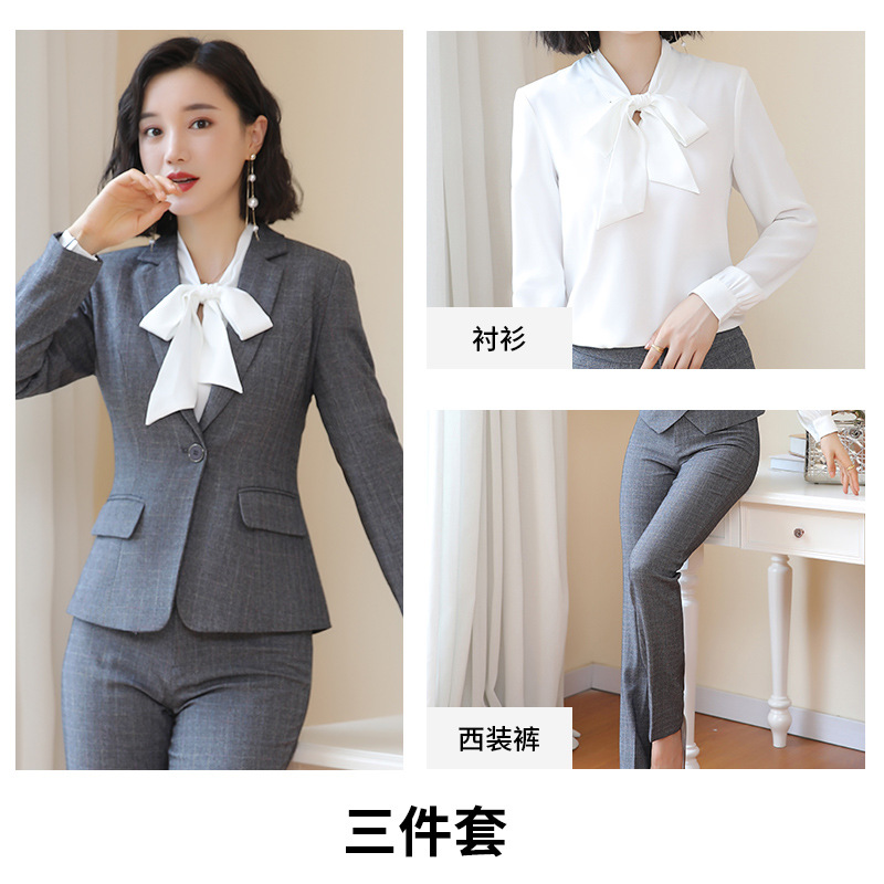 Business Fortress Women's Suit suit Work Clothes Fashion Chanel Elegant Grey Business Suit Vest Work Wear - Image 9