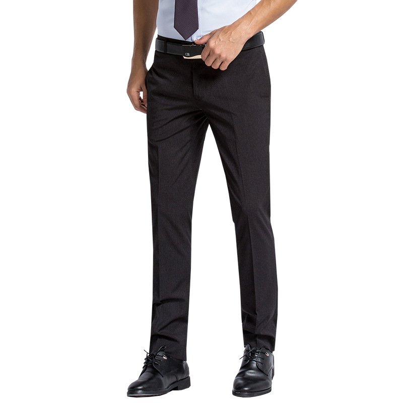 Business Attire, Straight-Leg Trousers, Ready-Made Business Formal Wear, Men's Trousers for Work, No-Iron, Slim-Fitting Trousers for Small Feet Manufacturer - Image 2
