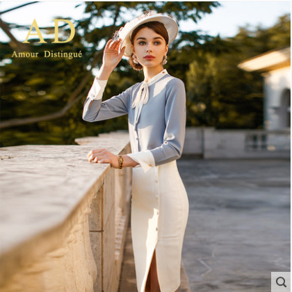 AD2024 fashion lace-up bow long sleeve women's OL shirt commuter white collar shirt business wear work clothes spring and summer - Image 2