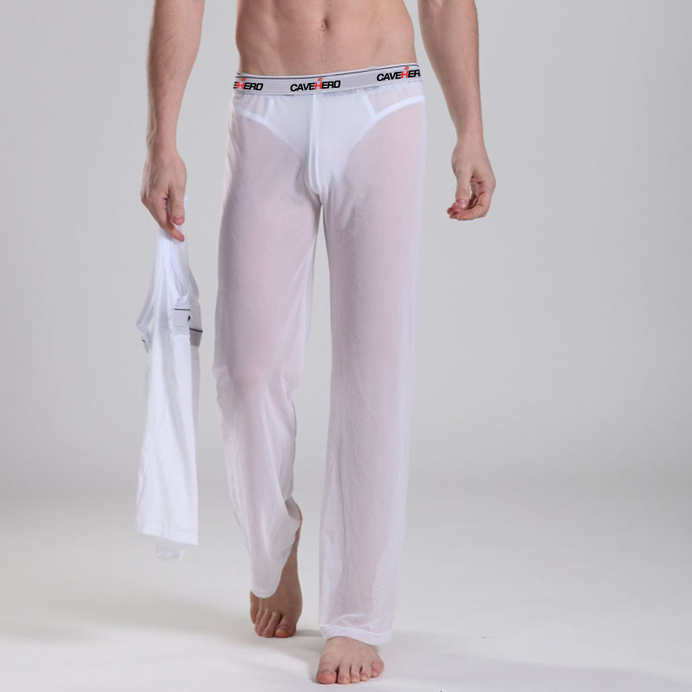 Casual trousers sexy see-through mesh trousers cropped wide-leg pants men's sports pants yoga ultra-thin pants men - Image 6
