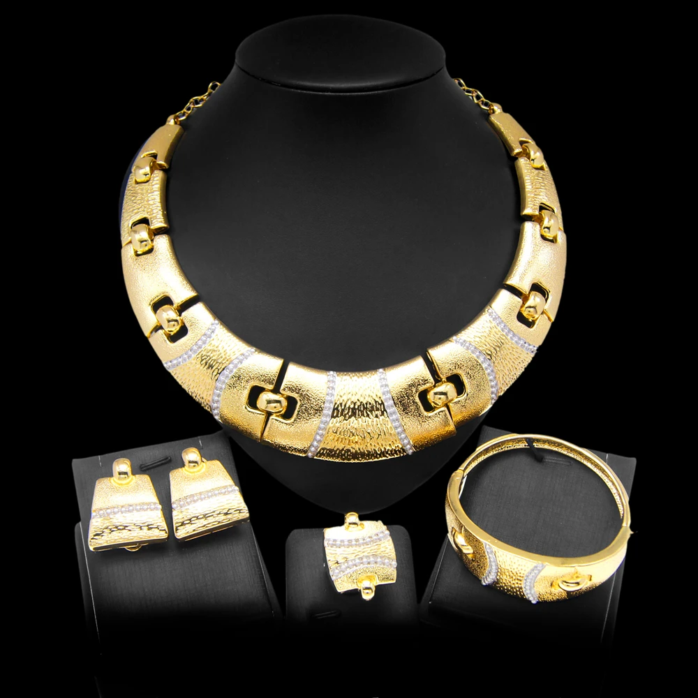 Newest Italian Gold Plated Jewelry Set Dubai Gold Colou High Quality Ladies Necklace Banquet Wedding Jewelry - Image 5