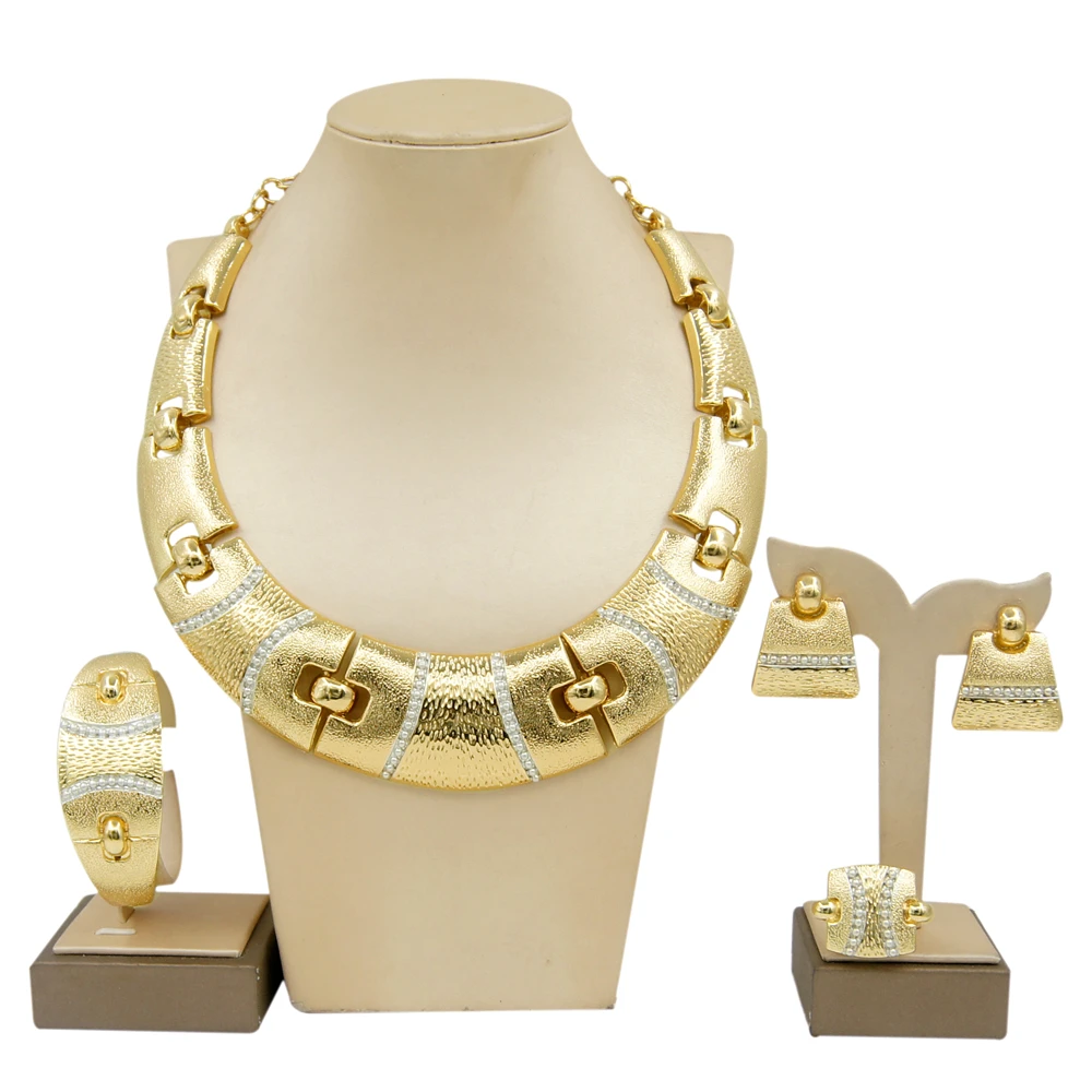 Newest Italian Gold Plated Jewelry Set Dubai Gold Colou High Quality Ladies Necklace Banquet Wedding Jewelry - Image 9