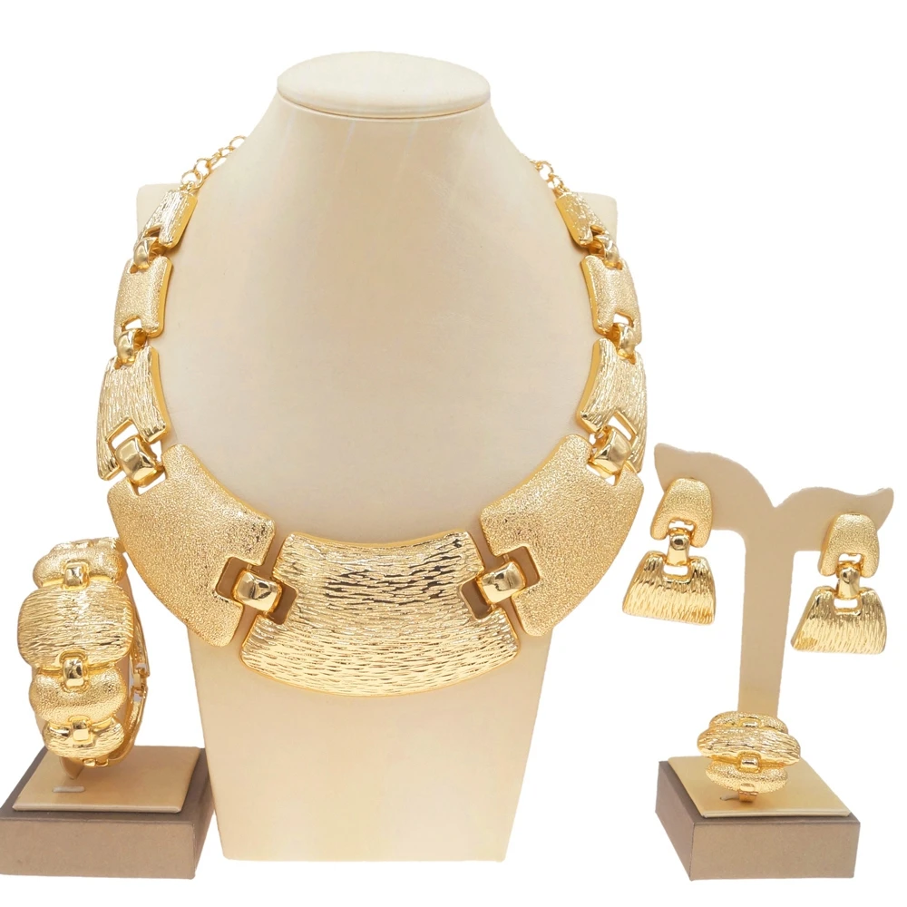 Newest Italian Gold Plated Jewelry Set Dubai Gold Colou High Quality Ladies Necklace Banquet Wedding Jewelry - Image 8
