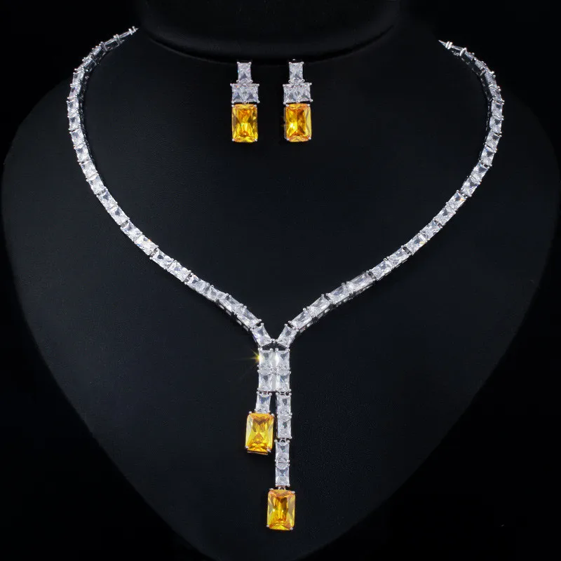 CC Party Necklace Earrings Wedding Jewelry Set for Women Luxury Minimalist Pendant Classic Rhinestone Hot Selling Bijoux T0146 - Image 7