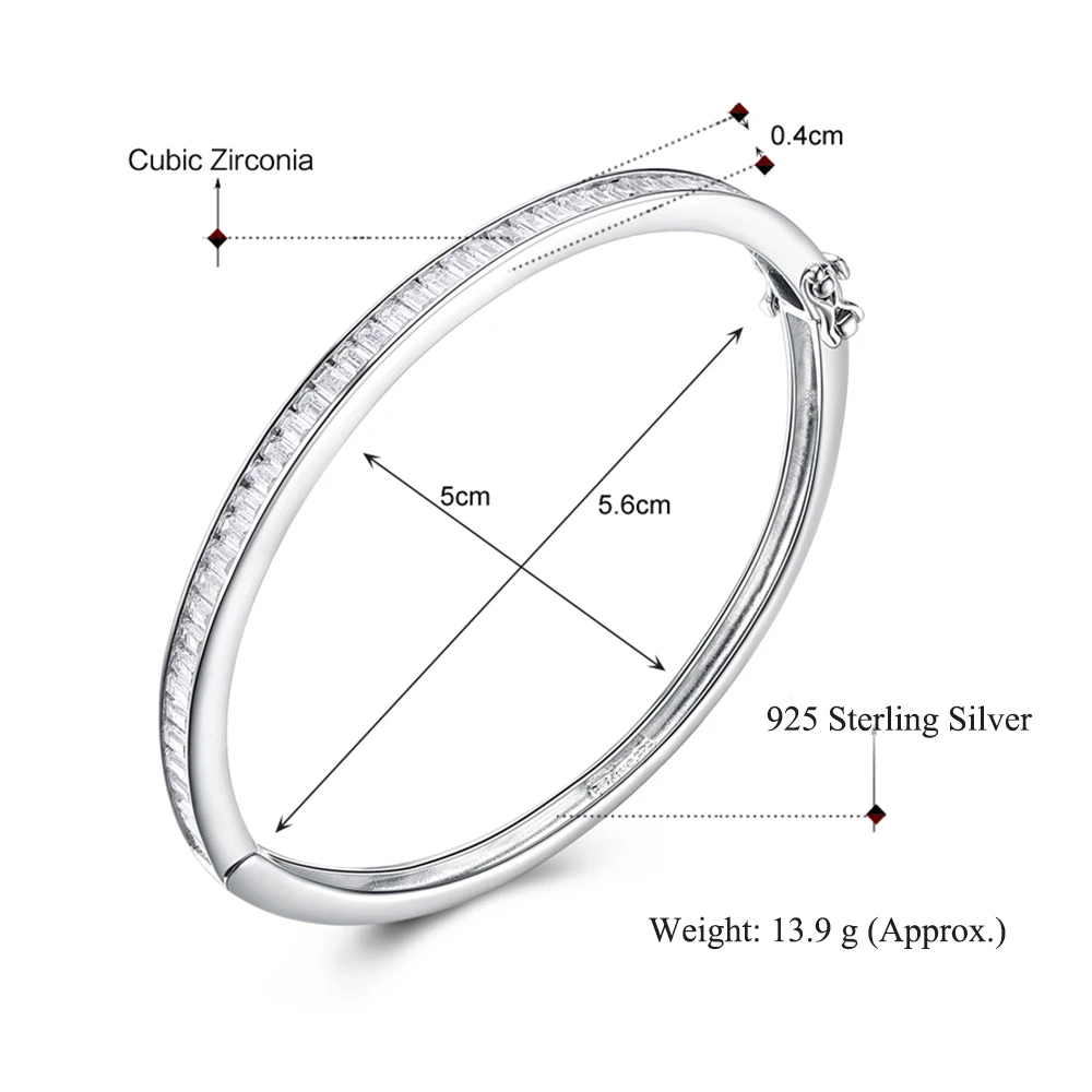 YLMyself Tennis Bangle Bracelet 925 Sterling Silver Baguette CZ Crystal Luxury Wedding Bridal Jewelry For Women - Image 6