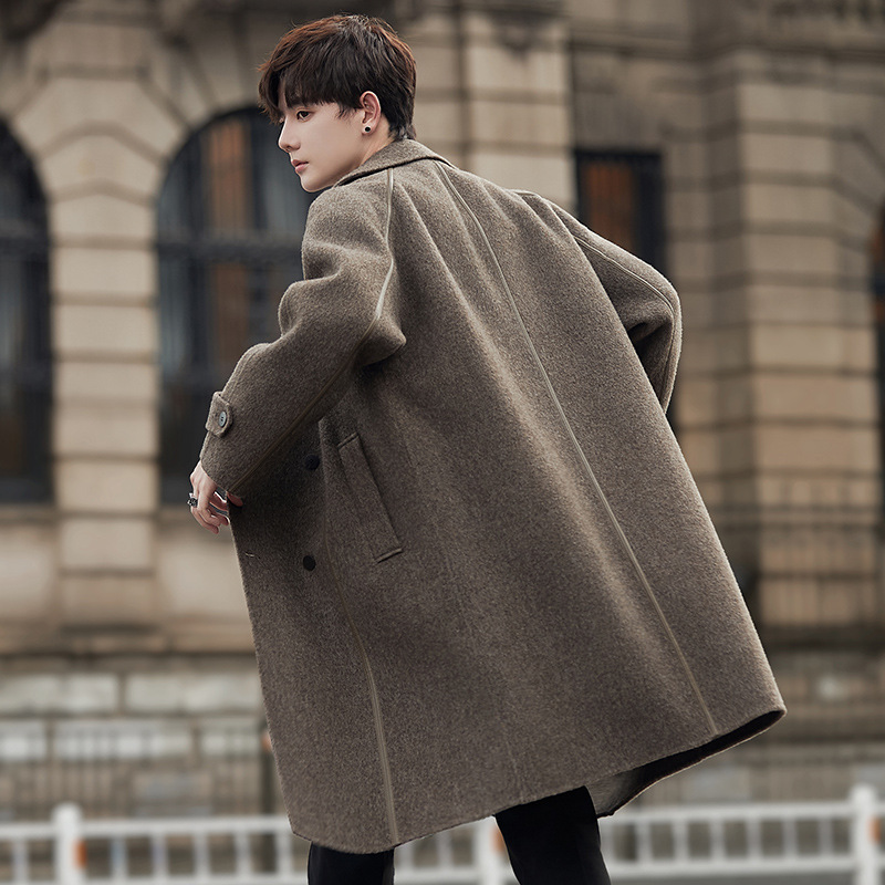 F9057 Double-sided Wool Coat Men's Mid-length Winter New Non-cashmere Slim-fit Tit Coat - Image 4