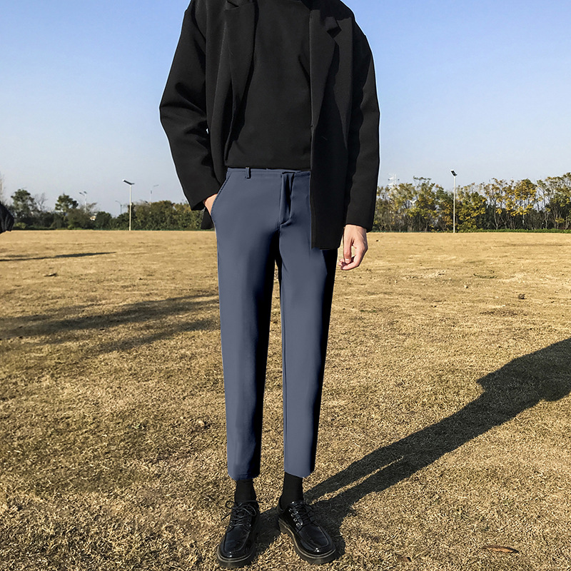 Casual Trousers Men's Small Western Trousers Autumn and Winter Business Slim-fit High-end Youth Trendy Pants Small Straight Suit Pants - Image 9