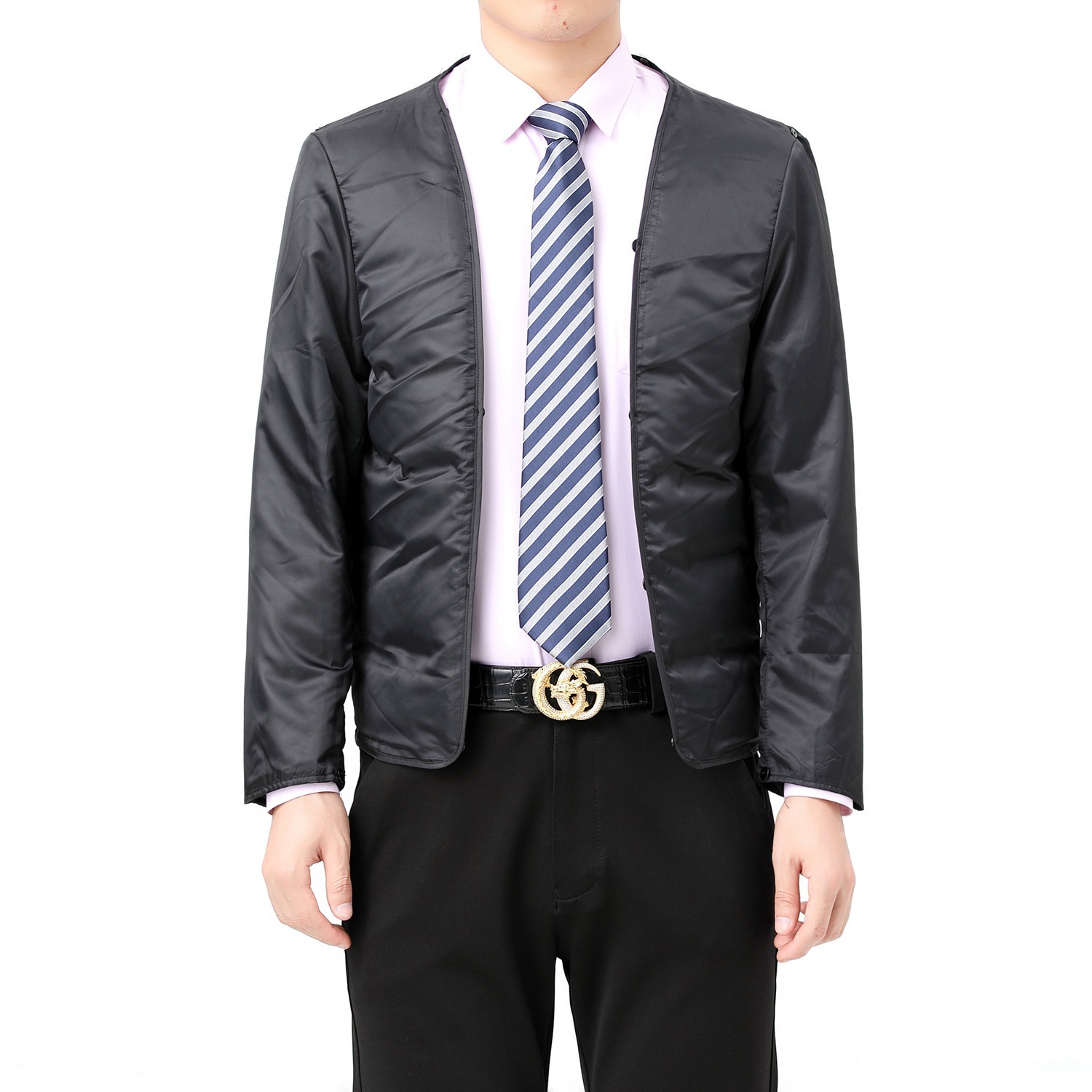 Short Fashionable Cashmere Outwear for Men in Winter with down Lining and Thickeneded Woolen Jacket for Middle-Aged and Elderly Dads - Image 4