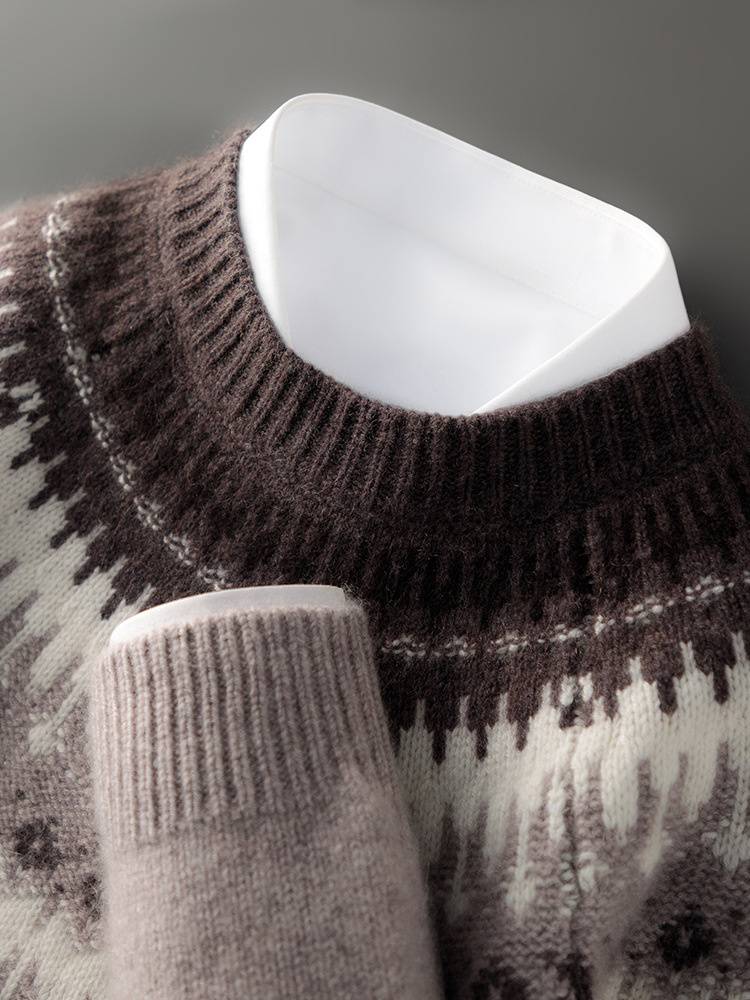 100 Pure Mountain Cashmere Sweater Men's Turtleneck Thick Autumn and Winter Sweater Light Luxury Simple Solid Color All-match Slim-fit Pullover - Image 2