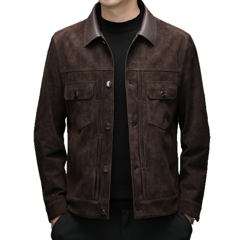 Men's Autumn and Winter New Sheep Suede Jacket Jacket Youth Casual Fashion Handsome Leather Top Men's Leather Jacket Men - Image 5