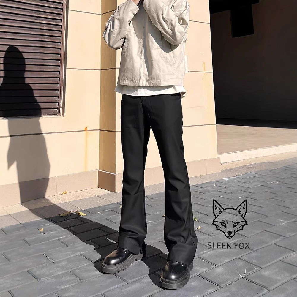 Summer Thin Drapedy Trousers for Men, Trendyy Loose and Slightly Flared Casual Long Trousers, Hong Kong Style Versatile and Handsome Suit Trousers