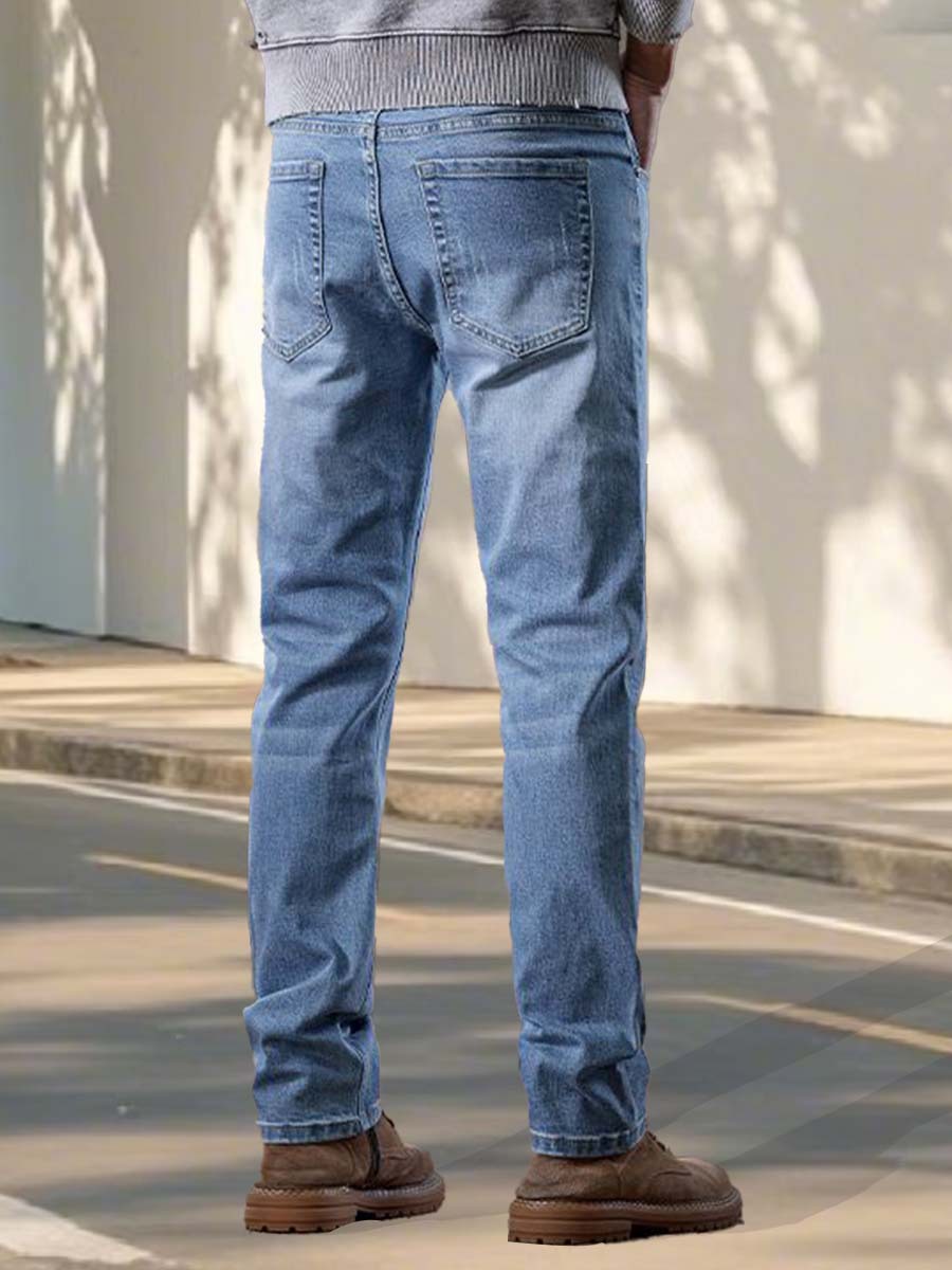 Men's Jeans Spring and Autumn Straight-Leg Trendy Classic Retro Cotton Stretch Comfortable Breathable Versatile Slim-Fit Pants Trendy Brand - Image 5
