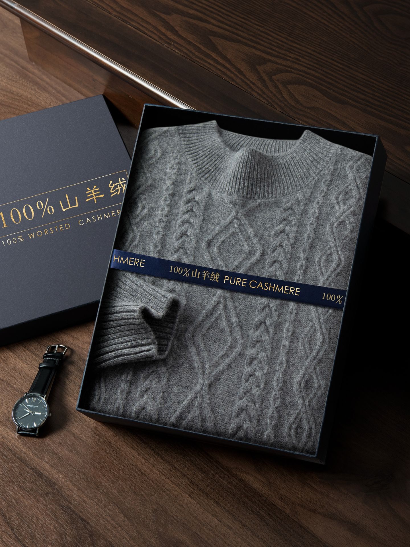 Cashmere Sweater Men's 100 Pure Cashmere Autumn and Winter New Double Strand Thickened Half Turtle Collar Knitted Bottoming Sweater - Image 5
