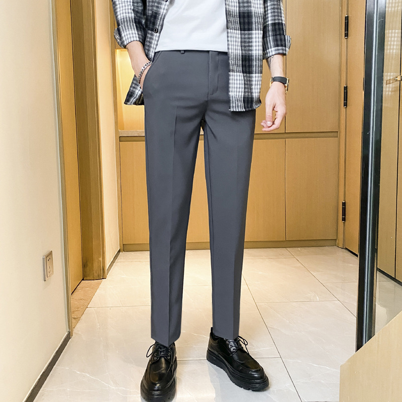 Men's Autumn Cropped Suit Pants High-End Drape Slim Business Casual Straight-Leg Dress Pants Trendy - Image 16