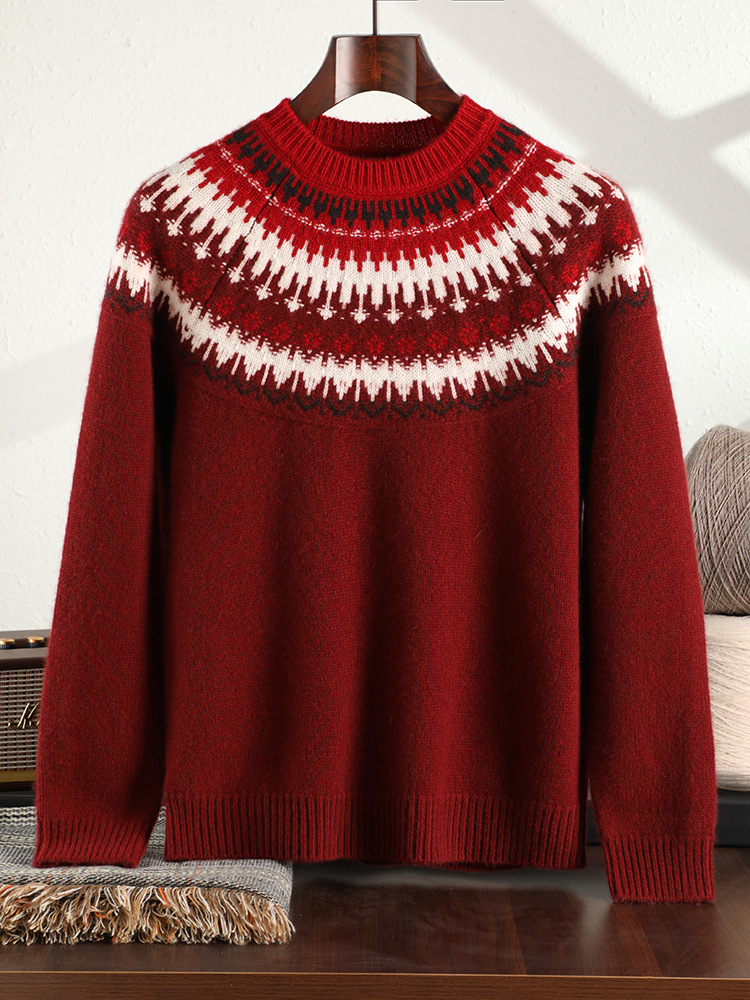 100 Pure Mountain Cashmere Sweater Men's Turtleneck Thick Autumn and Winter Sweater Light Luxury Simple Solid Color All-match Slim-fit Pullover