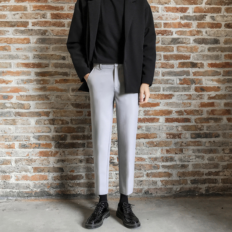2024 Fall/Winter New Dress Business Pants Men's Korean Style Light Luxury Men's fleece-lined Small Straight Nine-point Suit Pants - Image 11