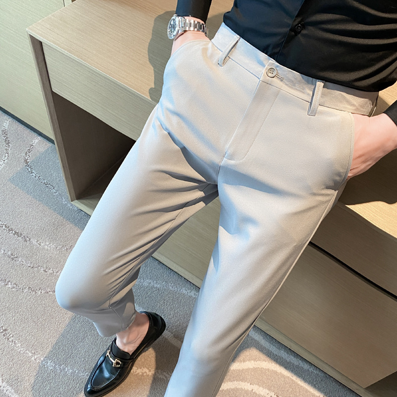 Korean Style Small Western Trousers Men's Autumn and Winter Business Slim-fit Straight Ankle-length Pants 2024 New Arrival Light Luxury Suit Trousers - Image 10