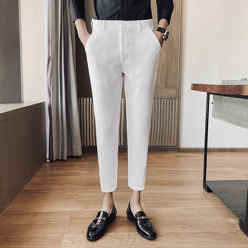 Spring New Arrival Cropped Trousers Men's Draping Slim-Fit Small Straight Casual Men's Non-Ironing Suit Long Pants All-Match - Image 8
