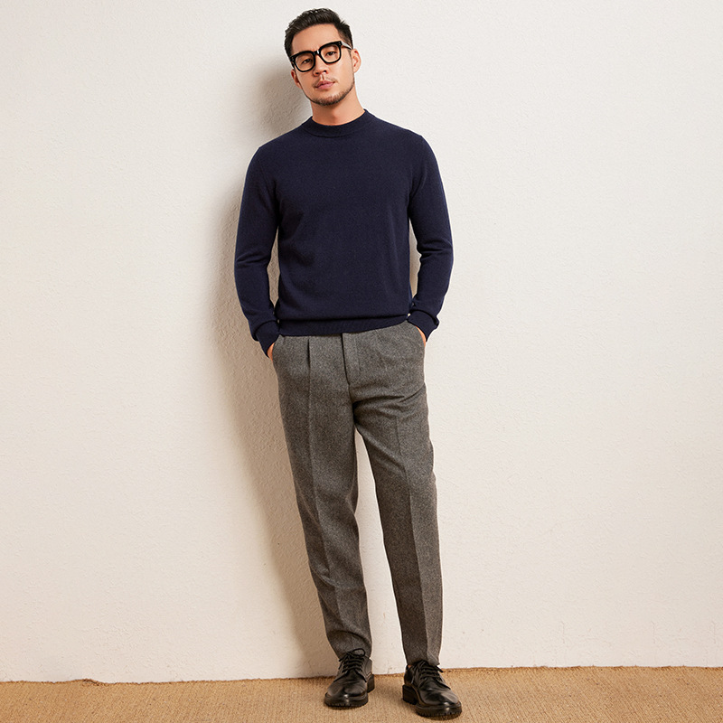 100% Pure Cashmere Men's Half Turtleneck Loose Casual Pure Color Business Urban Bottoming Knitwear Autumn and Winter New Style - Image 9