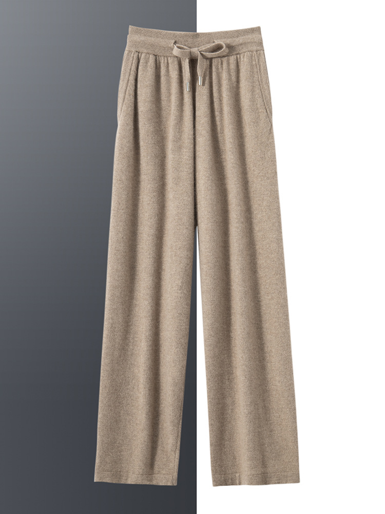 Cashmere sweater casual pants men's 100% pure cashmere autumn and winter New thickened high waist warm outer wear straight pants - Image 2