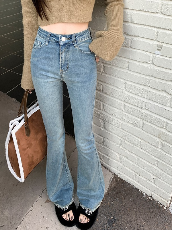 Raw Hem Pear-Shaped Body Shape Flared Jeans for Women, Spring and Autumn Design, 2025 New High-Waisted Slimming Raw Hem Bootcut Pants - Image 5