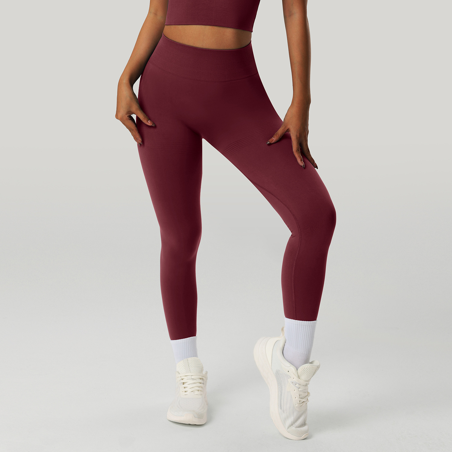 Cross-border Tight High Waist Hip Lifting Yoga Pants Women's Threaded Waist Tight Abdominal Fitness Pants High Elastic Outer Wear Running Pants - Image 12