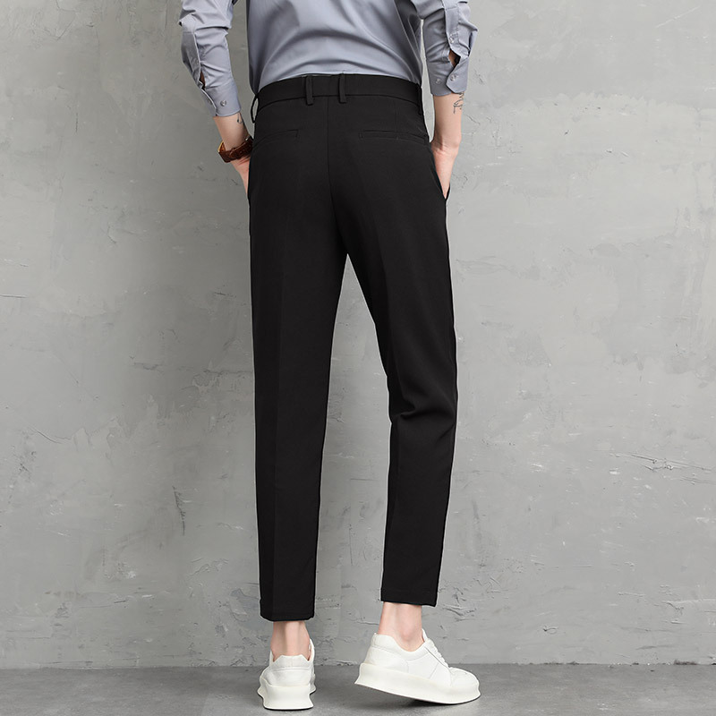 Summer New Men's Casual Trousers Korean Style Small Leg Light Business Men's Trousers Dress Pants Cropped - Image 4