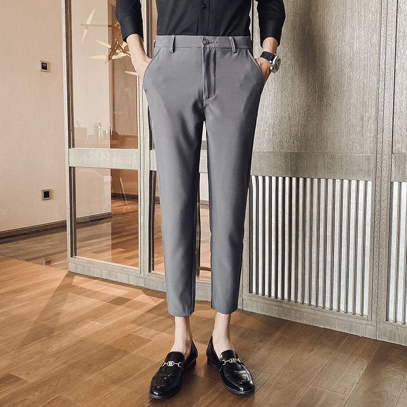 Spring New Arrival Cropped Trousers Men's Draping Slim-Fit Small Straight Casual Men's Non-Ironing Suit Long Pants All-Match - Image 10