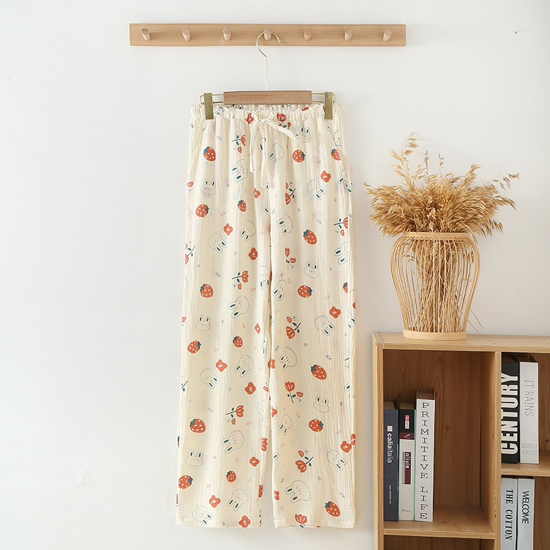 Women's Pajama Pants Summer Thin Pants Air Conditioning Pants Casual Loose Home Pants Outer Wearing Pure Cotton Double-Layer Yarn Loose - Image 11
