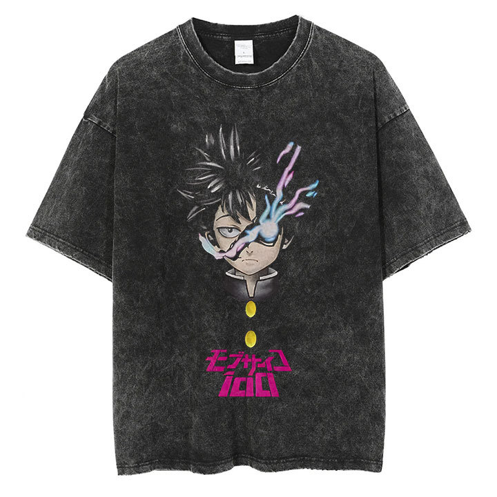 Anime Mob Psycho 100 Washed Tshirt Men Streetwear Harajuku g - Image 11