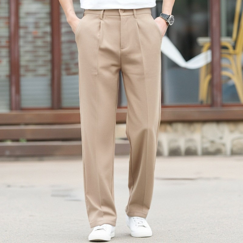 Korean Style Autumn and Winter fleece-lined Small Suit Pants Men's Pants Straight Casual Men's Dape Wide Leg All-match Black Suit Pants - Image 8