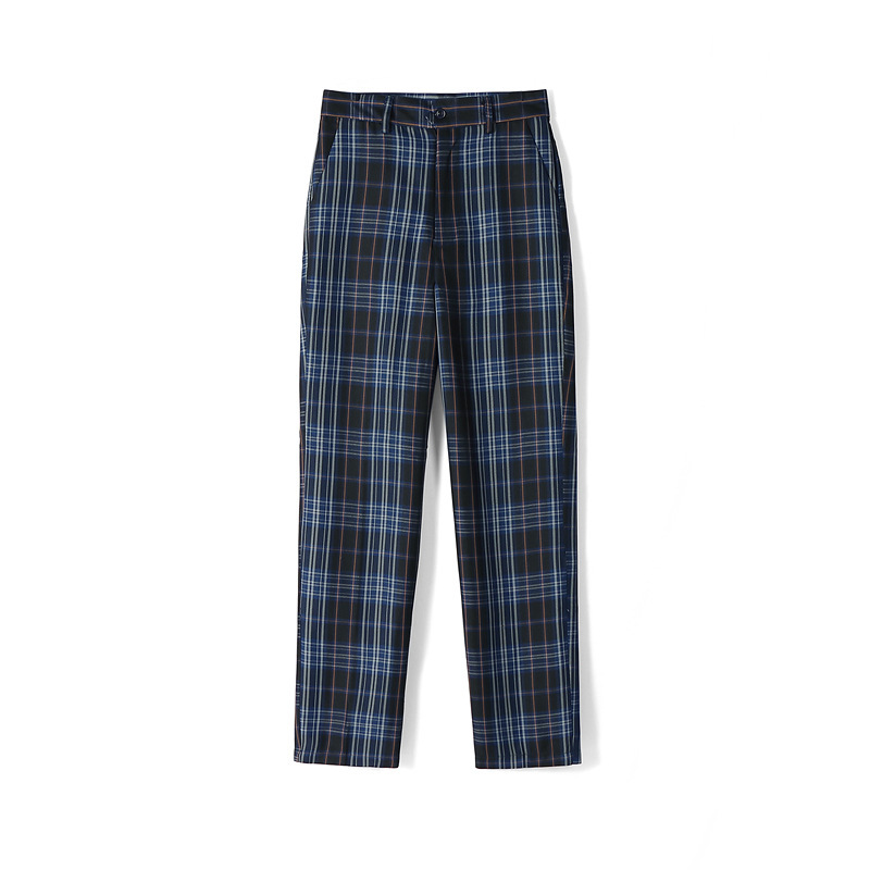 Factory Direct Sales Special Price Men's and Women's Plaid Trousers High-Waisted Student Trousers Evening Matte Gray Small Grids Olive Grids Class Uniform - Image 7