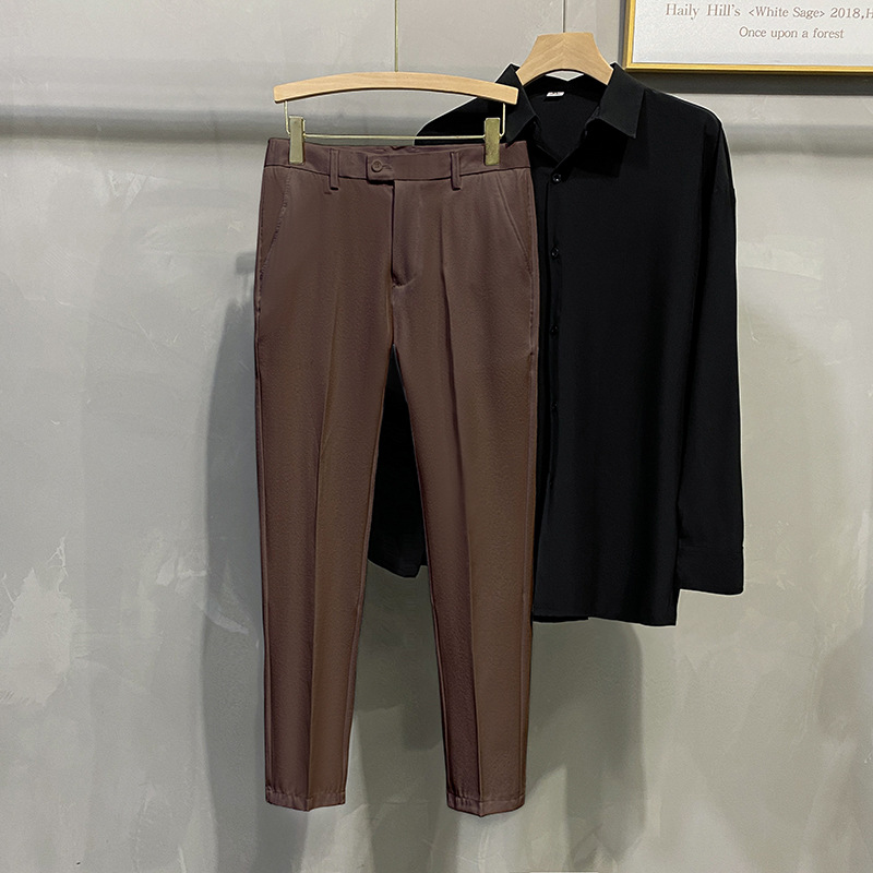 Men's Business Casual Pants Long Pants Spring Summer Youth Slim Fit Suit Pants Spring Slim Fit Wrinkle-Free Thin Pants - Image 12