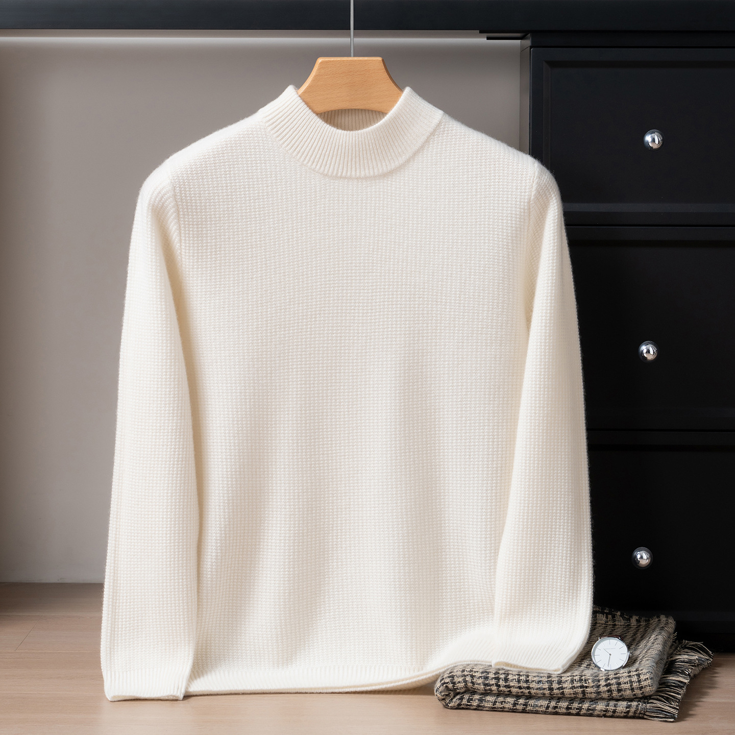 Autumn and Winter Pure Cashmere Sweater Men's Half Turtleneck Pure Color Thickeneded Sweater Business Casual Knitted Bottoming Shirt - Image 10