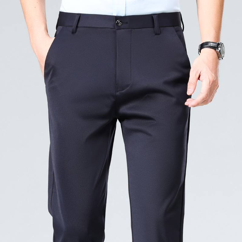 2024 Summer New Style Trousers Men's Straight Slim-fit Solid Color Men's Trousers for Work Dress Non-ironing Business Trousers - Image 3