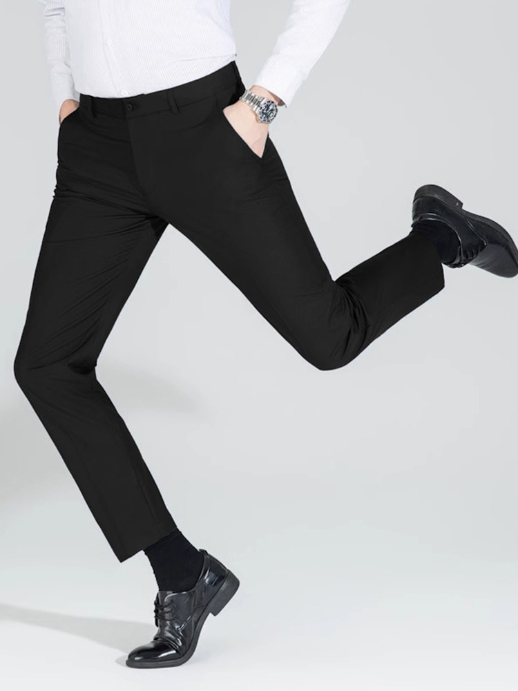 Men's Professional Tooling Straight Small Trousers 2025 Spring New Business Casual Pants All-match Solid Color Pants - Image 2