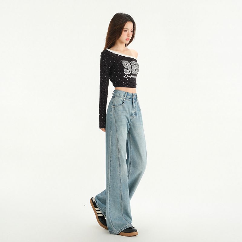 Wide-Leg Jeans for Women 2025 Spring New Retro High-Waisted Loose Slimming Summer Drape Straight Floor-Length Pants - Image 3