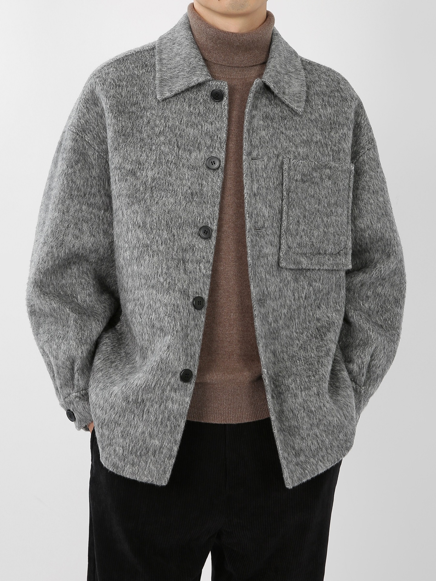High Luxury Series Autumn and Winter Lazy Casual Light Mature Warm Jacket Coat Double-Sided Wool Wool Commuter Short Coat for Men - Image 3