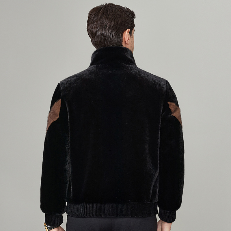 Winter Golden Mink Velvet Jacket Men's Thickeneded Fur Warm Youth Lapel Handsome Fur One-Piece Velvet Men's Jacket - Image 5