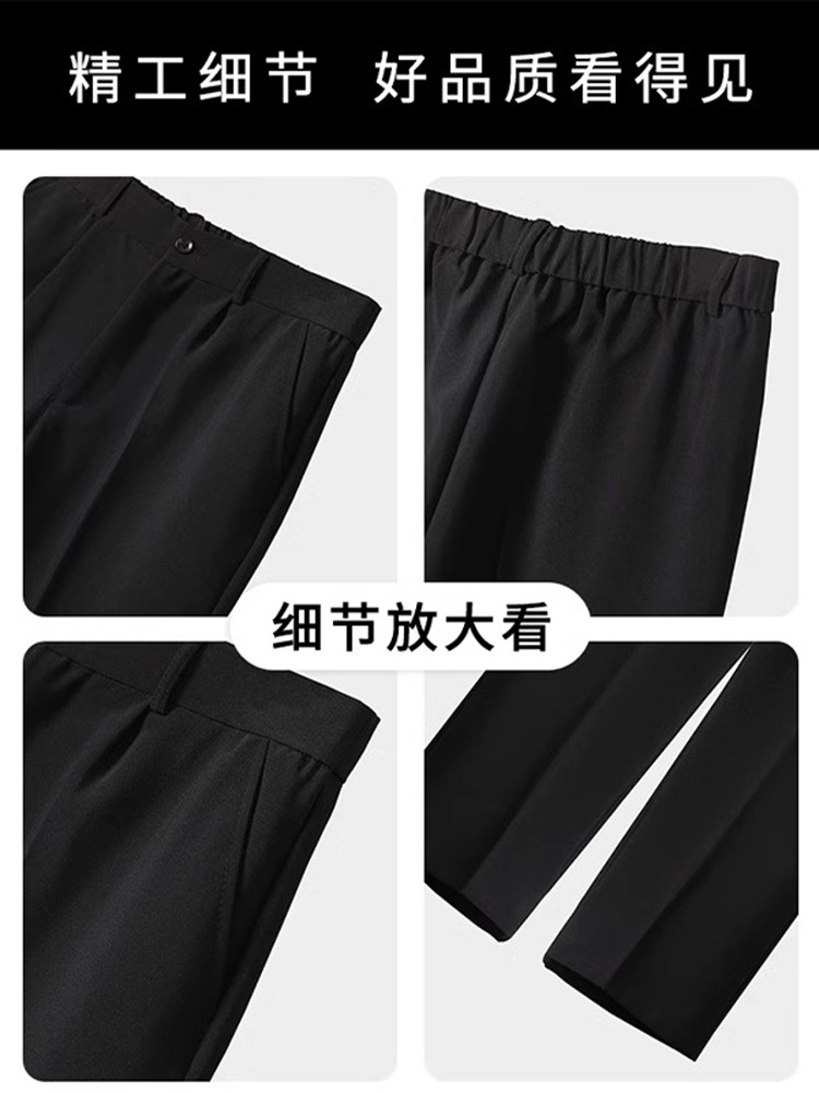 High-end Small Western Pants Boys Autumn and Winter fleece-lined Loose Straight Dosing Wide Leg Casual Pants Cropped Suit Pants - Image 4