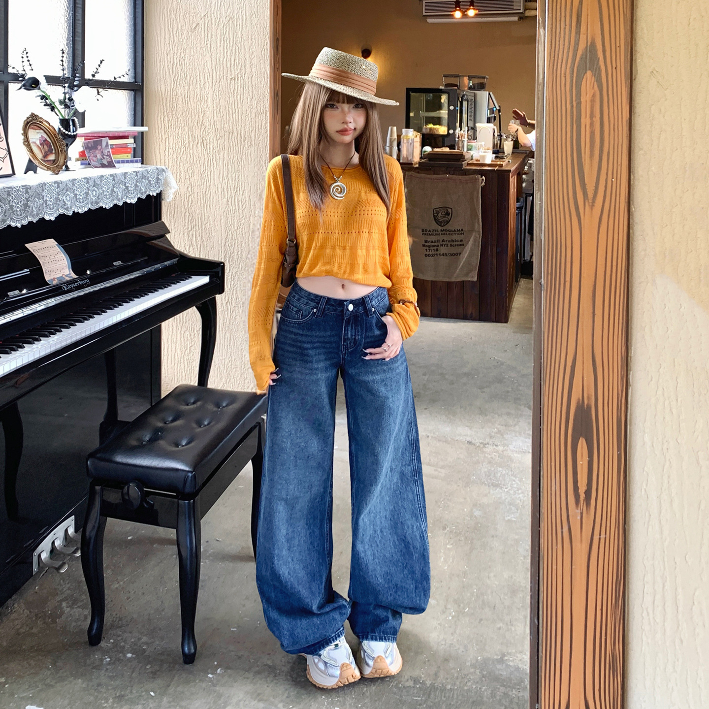 2025 Retro Loose Low-Waist Wide-Leg Pants Autumn and Winter New Style Slimming and Taller Straight-Leg Floor-Length Jeans Trendy - Image 6