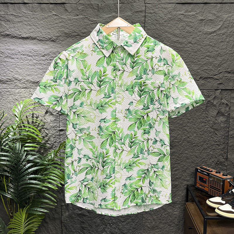 Starting Creative New Heavy high quality Short-sleeved Shirt Men's Summer Fashion Loose All-match Shirt - Image 7