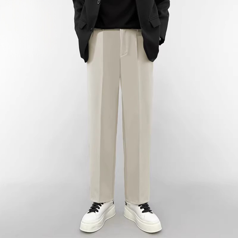 High-end Small Western Pants Boys Autumn and Winter fleece-lined Loose Straight Dosing Wide Leg Casual Pants Cropped Suit Pants - Image 9