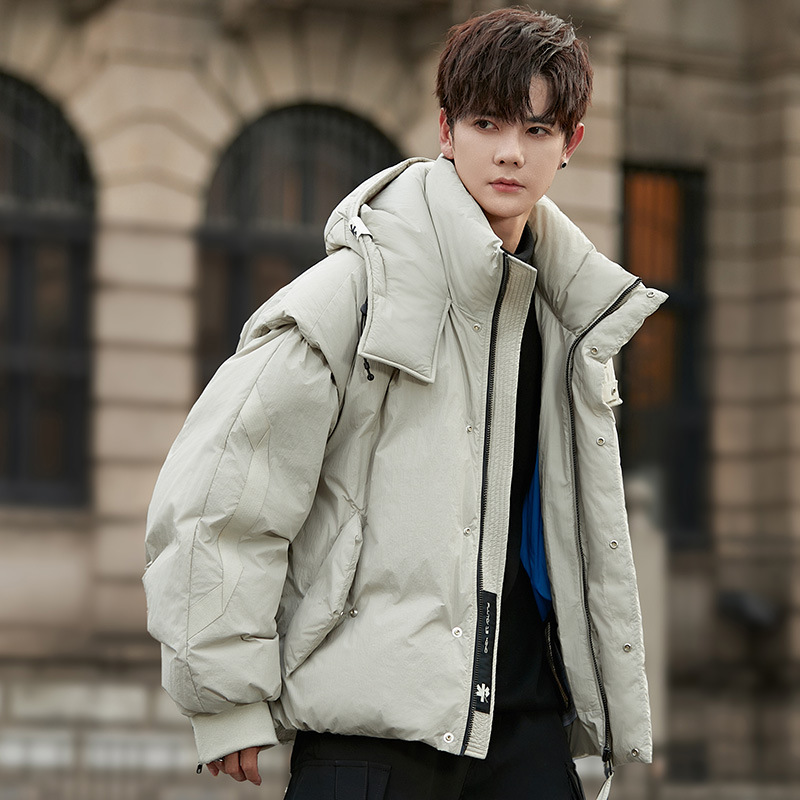 24611 White Duck Down Jacket Men's 2024 Winter New All-match Short Fashionable Hooded Thickened Duck Down Casual - Image 3