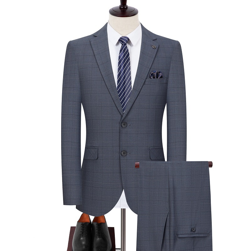 2026 Spring New Men's Suit Vest Plaid Double Slit Business Casual Professional Suit White-Collar Suit for Men