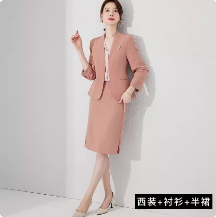 Spring and Autumn New Pink Elegant Goddess Fan Professional Suit Fashion Collarless Broadcasting Host Dress Dress - Image 9