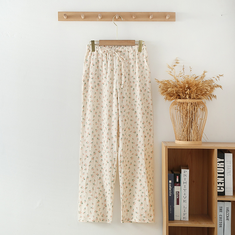 Women's Pajama Pants Summer Thin Pants Air Conditioning Pants Casual Loose Home Pants Outer Wearing Pure Cotton Double-Layer Yarn Loose - Image 8