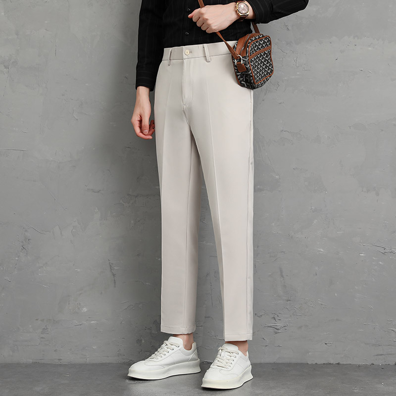 Summer New Men's Casual Trousers Korean Style Small Leg Light Business Men's Trousers Dress Pants Cropped - Image 2