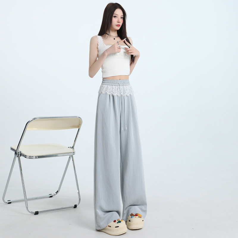 Simple and Lazy Spring and Summer New Style Lace Trendy Straight Wide-Leg Pants Loose Slimming Drape Casual Pants - Image 10